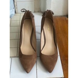 Nine West Tan Suede Pumps with Lace-Up Detail